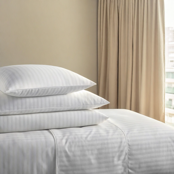 STRIPED FITTED SHEET SET-260TC 100% PC